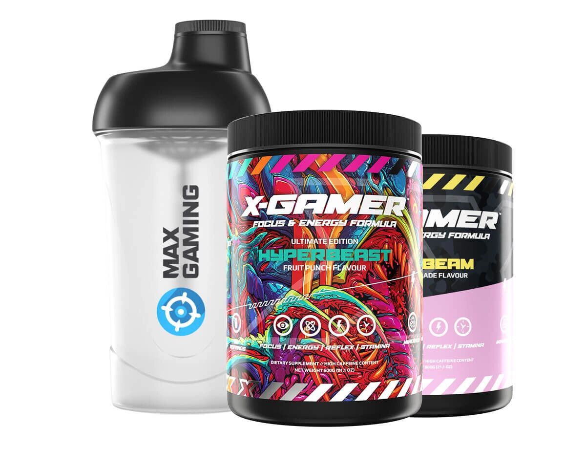 X-Gamer 2 x 600g X-Tubz Nymn Bundle Hyperbeast/Sun Beam - 60 Porsjoner + Shaker