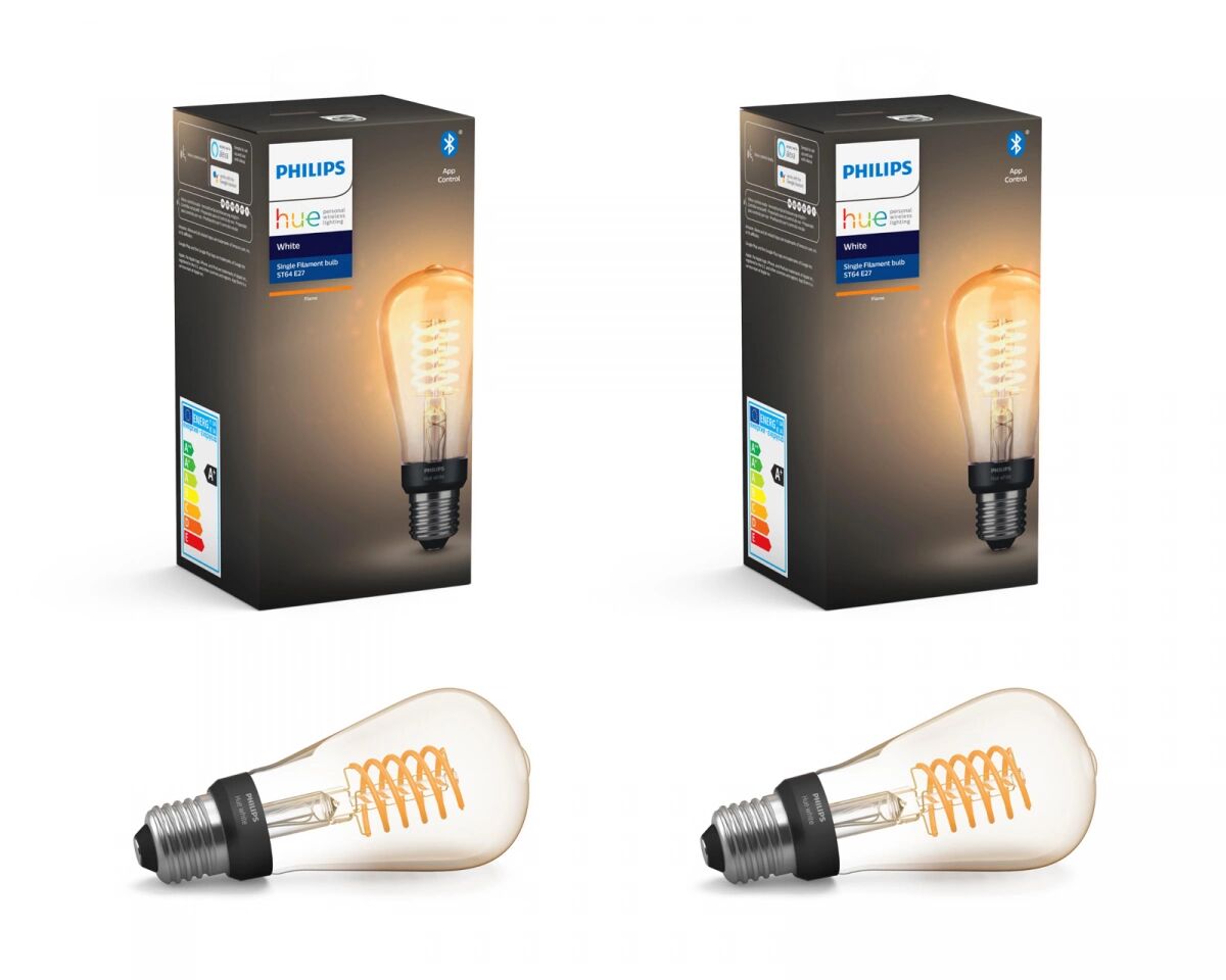 Philips Hue 2x White LED-lampa Filament E27 ST64
