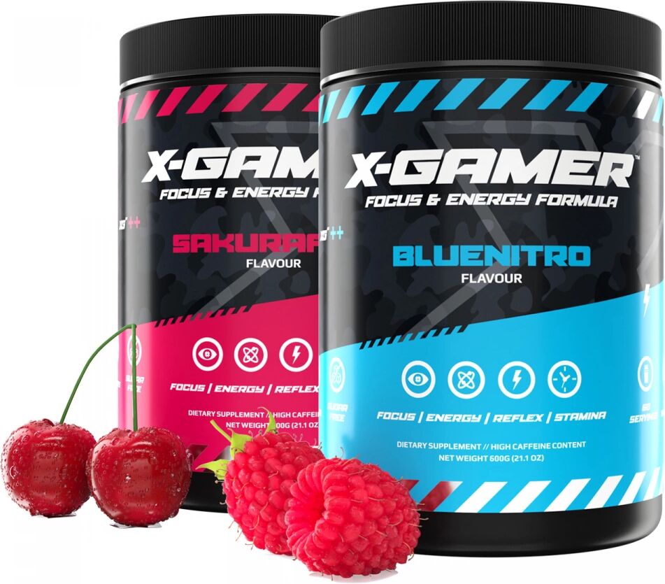 X-Gamer 2 x 600g X-Tubz Spring Bundle Sakurafuri + Bluenitro - 60 Portioner