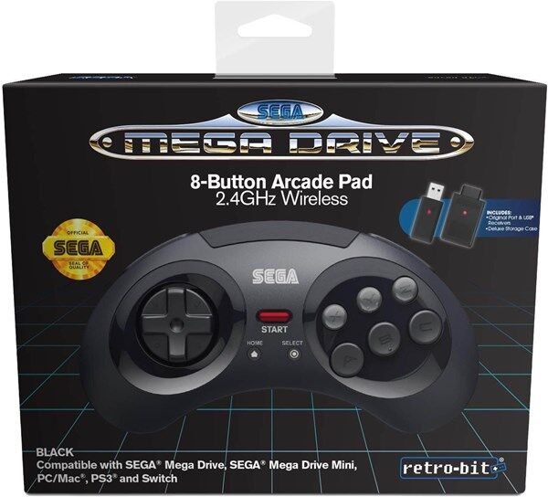 Retro-bit Sega Mega Drive Wireless Controller - Black - Gamepad - Sega Megadrive