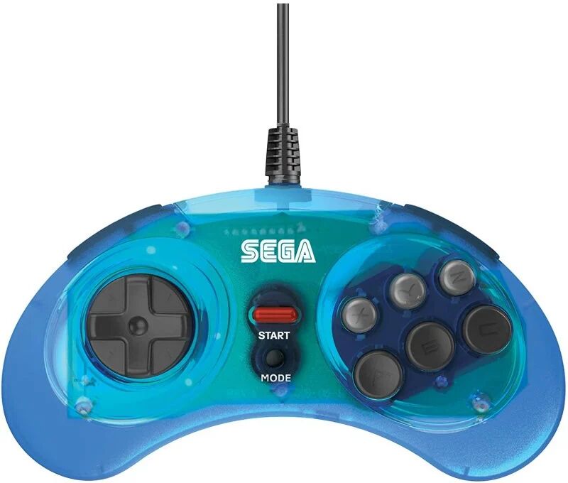 Retro-bit comando 8 botões usb para sega mega drive azul