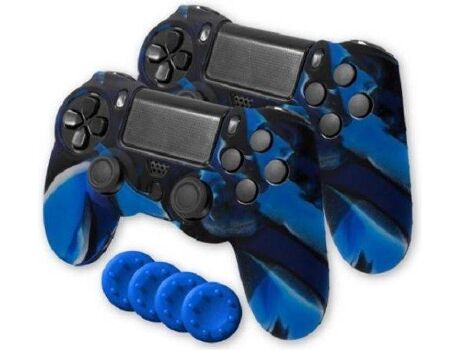 Ardistel Capas Comandos + Grips BLACKFIRE Silicone Sleeve Gamer Kit (PS4 - Preto e Azul)