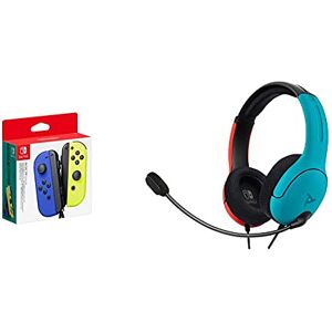 Joy-Con Pair Neon Blue/Neon Yellow (Nintendo Switch) + PDP LVL40 Wired Stereo Headset for NS - Joycon Blue/Red