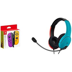 Joy-Con Pair Purple/Orange (Nintendo Switch) + PDP LVL40 Wired Stereo Headset for NS - Joycon Blue/Red