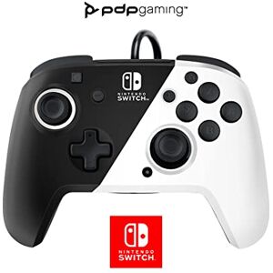 PDP Gaming Faceoff Deluxe+ Wired Switch Pro Controller - Black and white - Officially Licensed by Nintendo - Customizable buttons and paddles - Ergonomic Controllers