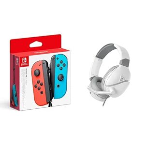 Nintendo Switch Joy-Con Controller Pair - Neon Red/Neon Blue + Turtle Beach Recon 200 Gen 2 White Amplified Gaming Headset - PS4, PS5, Xbox Series X S, Xbox One, Nintendo Switch & PC