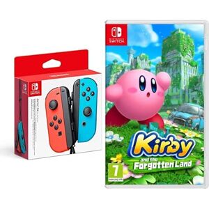 Nintendo Switch Joy-Con Controller Pair - Neon Red/Neon Blue + Kirby and the Forgotten Land (Nintendo Switch)