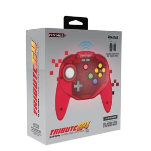 Retro-Bit Tribute 64 2.4GHz Wireless Controller V2 Clear Red
