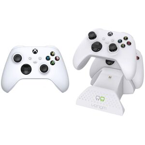 XBOX Wireless Controller (White) & VS2871 Xbox Series X/S & Xbox One Twin Docking Station (White) Bundle