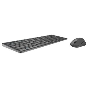 Rapoo 9700M kabelloses Tastatur-Maus Set Wireless Deskset 1600 DPI Sensor wiederaufladbarer Akku flaches Aluminium Design DE-Layout QWERTZ PC & Mac dark grey