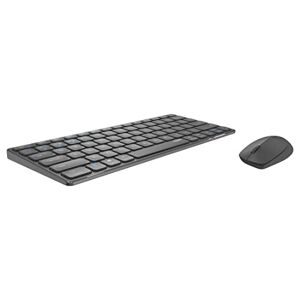 Rapoo 9600M kabelloses Tastatur-Maus Set Wireless Deskset 1300 DPI Sensor wiederaufladbarer Akku flaches Aluminium Design DE-Layout QWERTZ PC & Mac dark grey