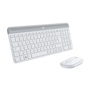 Logitech MK470 Slim Combo Kabelloses Tastatur-Maus-Set, 2.4 GHz Verbindung via Nano-USB-Empfänger, 10m Reichweite, 18-Monate Batterielaufzeit, PC/Laptop, Französisches AZERTY-Layout Weiß