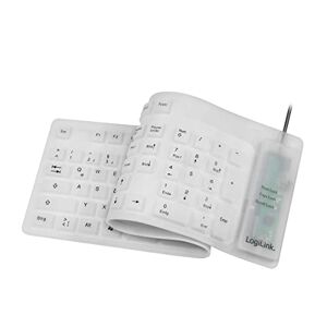 Logilink ID0018A flexible & wasserfeste Tastatur (QWERTZ) 109 Tasten, mit USB-PS/2 Adapter, Farbe: Weiß