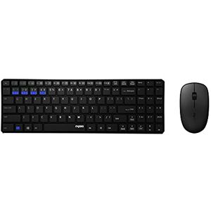 Rapoo 9300M kabelloses Tastatur-Maus Set Wireless Deskset 1300 DPI Sensor 12 Monate Batterielaufzeit kompakt DE-Layout QWERTZ PC & Mac schwarz