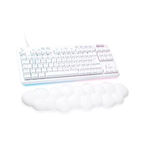 Logitech 713 kabelgebunden Tastatur mit LIGHTSYNC RGB-Beleuchtung, Taktile Switches (GX Brown) und Handballenauflage, PC/Mac Weiß