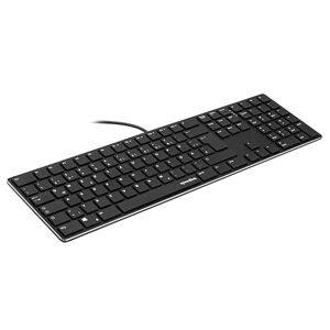 Speedlink Riva Scissor Keyboard – edles Metall Gehäuse, PC Tastatur kabelgebunden, leise USB Tastatur mit flachen Tasten, ergonomische langlebige Scissor-Switches, deutsches QWERTZ Layout, schwarz