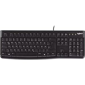 Logitech K120 Kabelgebundene Tastatur für Windows, USB Plug & Play, Volle Größe, Spritzwassergeschützt, Gekrümmte Leertaste, Kompatibel mit PC, Laptop, Deutsches QWERTZ-Layout Schwarz