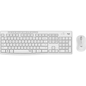 Logitech MK295 kabelloses Tastatur-Maus-Set mit SilentTouch-Technologie, Shortcut-Tasten, optischer Spurführung, Nano USB-Empfänger, verzögerungsfreier Drahtlosverbindung, UK QWERTY-Layout Weiß