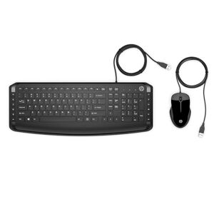 HP Pavilion Kombi Tastatur und Maus 200 (QWERTZ, kabelgebunden, 1.600 DPI, USB-Anschluss) schwarz