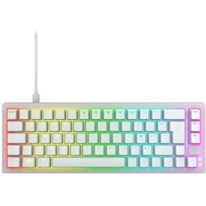 CHERRY XTRFY K5V2 Compact, mechanische Gaming-Tastatur im 65-Prozent-Format, Französisches Layout (AZERTY), Hot-Swap-Keyboard, MX2A RED Switches, Weiß-Transparent