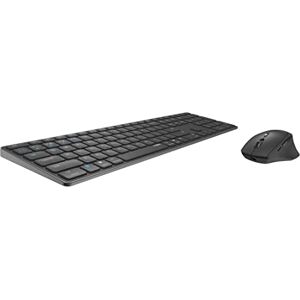 Rapoo 9800M kabelloses Tastatur-Maus Set Wireless Deskset 1600 DPI Sensor wiederaufladbarer Akku flaches Aluminium Design DE-Layout QWERTZ PC & Mac dark grey