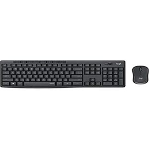 Logitech MK295 kabelloses Tastatur-Maus-Set mit SilentTouch-Technologie, Shortcut-Tasten, optischer Spurführung, Nano USB-Empfänger, verzögerungsfreier Drahtlosverbindung, IT QWERTY-Layout Graphit