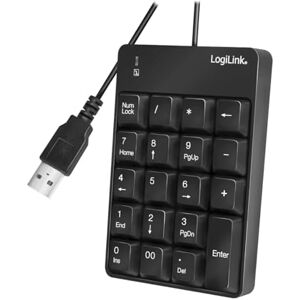 Logilink ID0184 Numerische Zusatztastatur mit USB-Anschluss mit LED-Aktivitätsanzeige Schwarz