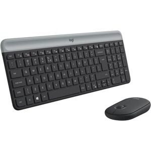 Logitech MK470 Slim Combo Kabelloses Tastatur-Maus-Set, 2.4 GHz Verbindung via Nano-USB-Empfänger, 10m Reichweite, 18-Monate Batterielaufzeit, PC/Laptop, Niederländisches QWERTY-Layout Graphit