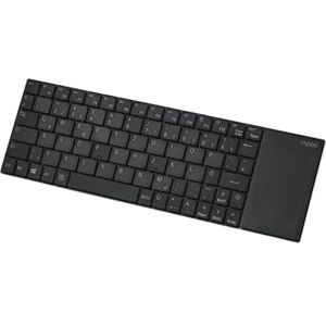 Rapoo E2710 kabellose Multimedia Tastatur wireless Keyboard flaches Edelstahl Design 6 Monate Batterielaufzeit DE-Layout QWERTZ PC & Mac schwarz, Kompakt