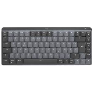 Logitech MX Mechanische kabellose Mini-Tastatur mit Beleuchtung, Taktile leise Tasten, Hintergrundbeleuchtung, Bluetooth, USB-C, macOS, Windows, Linux, iOS, Android, Metall, Deutsches QWERTZ Graphit