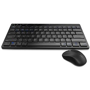 Rapoo 8000M kabelloses Tastatur-Maus Set Wireless Deskset 1300 DPI Sensor 12 Monate Batterielaufzeit kompakt DE-Layout QWERTZ PC & Mac schwarz/grau