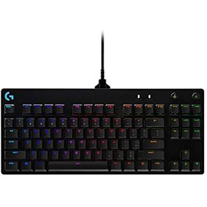 Logitech PRO TKL mechanische Gaming-Tastatur, GX-Blue Clicky Switches, LIGHTSYNC RGB, Design ohne Nummernblock für Esport Gaming, Abnehmbares Mikro-USB-Kabel, US QWERTY-Layout Schwarz