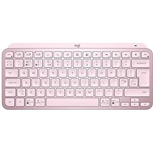 Logitech MX Keys Mini minimalistische kabellose beleuchtete Tastatur, kompakt, Bluetooth, Hintergrundbeleuchtung, USB-C, kompatibel mit Apple macOS, iOS, Windows, Linux, Android, aus Metall, Rosa