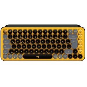 Logitech POP Keys Mechanische kabellose Tastatur mit anpassbaren Emoji-Tasten, Kompaktes Design, Bluetooth- oder USB-Verbindung, Multi-Device, OS-kompatibel, Deutsches QWERTZ-Layout Gelb/Schwarz