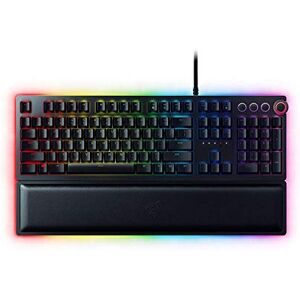 Razer Huntsman Elite (Purple Switch) Gaming Tastatur mit opto-mechanischen Schaltern (Drehregler, beleuchteter Handballenablage, RGB Chroma) QWERTY US-Layout   Schwarz