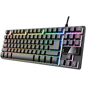 Trust Tastatur mit TKL-Design GXT 833 Thado Beleuchtete Tastatur mit Deutsches QWERTZ Layout, Anti-Ghosting, Mehrfarbige LED-Beleuchtung, 12 Media-Tasten, USB Plug & Play, PC/Laptop