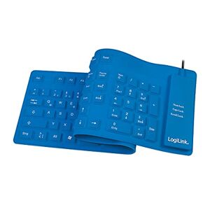 Logilink ID0035A flexible & wasserfeste Tastatur (QWERTZ) 109 Tasten, mit USB-PS/2 Adapter, Farbe: Blau