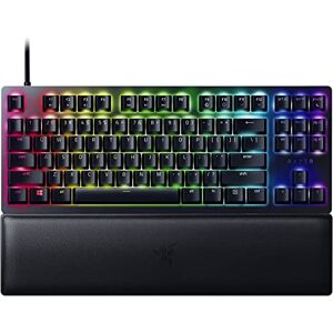 Razer Huntsman V2 Tenkeyless (Red Switch) Optische Gaming-Tastatur ohne Ziffernblock (Lineare Optische Switches, Doubleshot PBT-Tastenkappen, Handballenauflage) QWERTY US-Layout   Schwarz