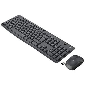 Logitech MK295 kabelloses Tastatur-Maus-Set mit SilentTouch-Technologie, Shortcut-Tasten, optischer Spurführung, Nano USB-Empfänger, verzögerungsfreier Drahtlosverbindung, Skand. QWERTY-Layout-Graphit