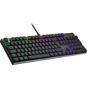 Cooler Master SK652 Mechanische Tastatur (Full-Size) – Mit flachen, schwebenden Tasten, RGB-Beleuchtung, kabelgebundener USB-Typ-A-Anschluss, PC- und MacOS-kompatibel – DE-Layout, Rote Schalter