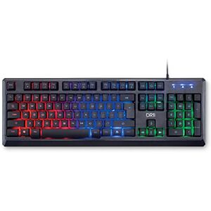 DR1TECH Puma Ergonomische Gaming Tastatur Mit LED Hintergrundbeleuchtung Für PC/PS4 104 Tasten Mit 6-Tasten-Rollover USB Tastatur Mit Kabel (QWERTY Internationales-Layout)