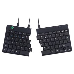 R-Go Tools R-Go Split Tastatur, Ergonomische Design mit Geteilte Tastenfeld und Integrierter Pausenanzeige, QWERTY (US) Layout, USB Kabelgebunden, Schwarz