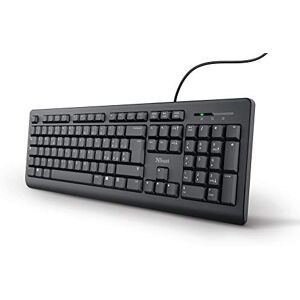 Trust Taro USB-Tastatur, verdrahtet, italienisches Layout QWERTY, PC-Tastatur mit Kabel für Computer/Laptop/Notebook, Mac/Windows, 1,8 m Kabel, flüssigkeitsbeständig, ergonomisch Schwarz