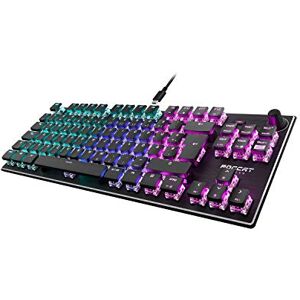 Roccat Vulcan TKL -Kompakte Mechanische RGB Gaming Tastatur, AIMO LED Einzeltastenbeleuchtung, Titan Linear Switches, Aluminiumoberfläche, Multimediarad, QWERTZ