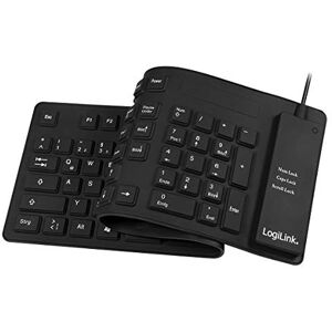 Logilink ID0019A flexible & wasserfeste Tastatur (QWERTZ) 109 Tasten, mit USB-PS/2 Adapter, Farbe: Schwarz