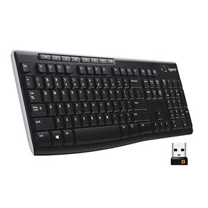 Logitech K270 Kabellose Tastatur für Windows, 2,4 GHz kabellos, Standardgröße, Nummernblock, 8 Sondertasten, 2 Jahre Batterielaufzeit, Kompatibel mit PC, Laptop, Deutsches QWERTZ-Layout Schwarz
