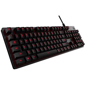 Logitech 413 Mechanische Gaming-Tastatur, Taktile Romer-G Switches, Gebürstetes Aluminiumgehäuse, Programmierbare F-Tasten, USB-Durchschleife, Spanisches QWERTY-Layout Carbon/Schwarz