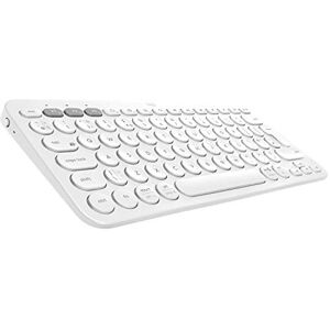 Logitech K380 Kabellose Bluetooth-Tastatur, Multi-Device & Easy-Switch Feature, Windows- und Apple-Shortcuts, PC/Mac/Tablet/Handy/Apple iOS+TV, UK QWERTY-Layout Weiß