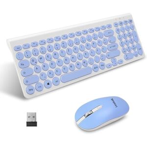 LeadsaiL , kabelloses Tastatur-Maus-Set, ergonomische Maus und Tastatur, kabellose PC-Tastatur und Maus, deutsches QWERTZ-Layout, leise Tastatur- und Maustasten, MacOS PC, Laptop, Blau