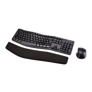 Amazon Basics – Tastatur-Maus-Set, ergonomisch, kabellos, DE-Layout schwarz